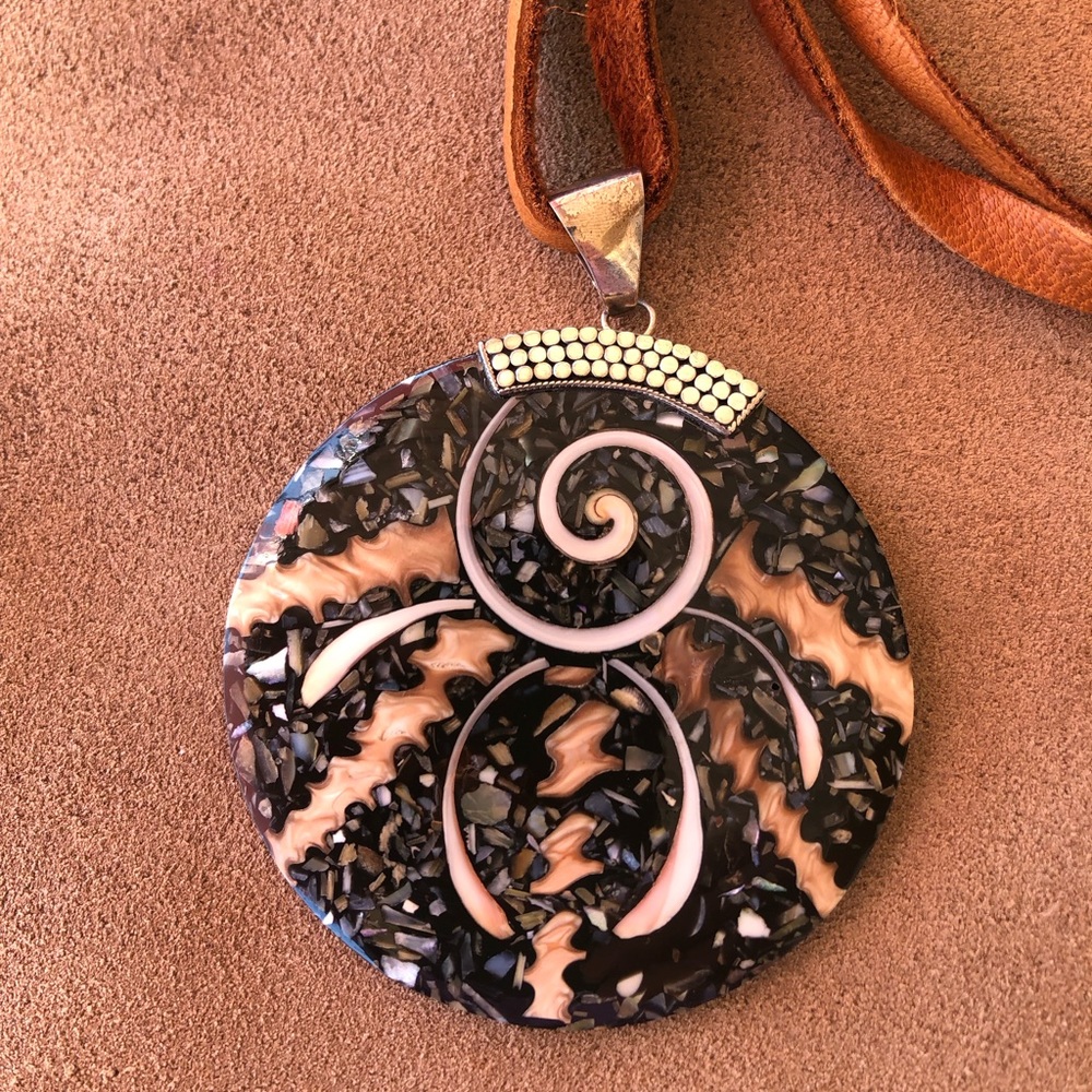 Natural Multi Color Large Shell Pendant. - image 1